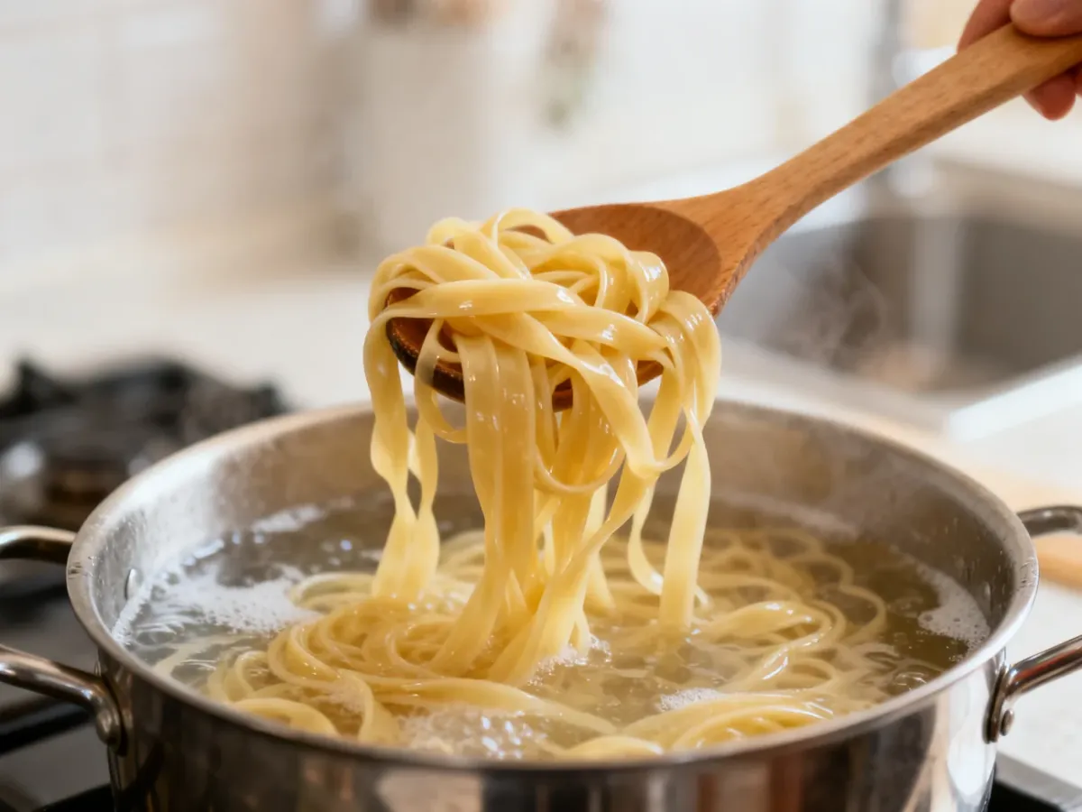 Świeżo ugotowany makaron o sprężystej konsystencji al dente
